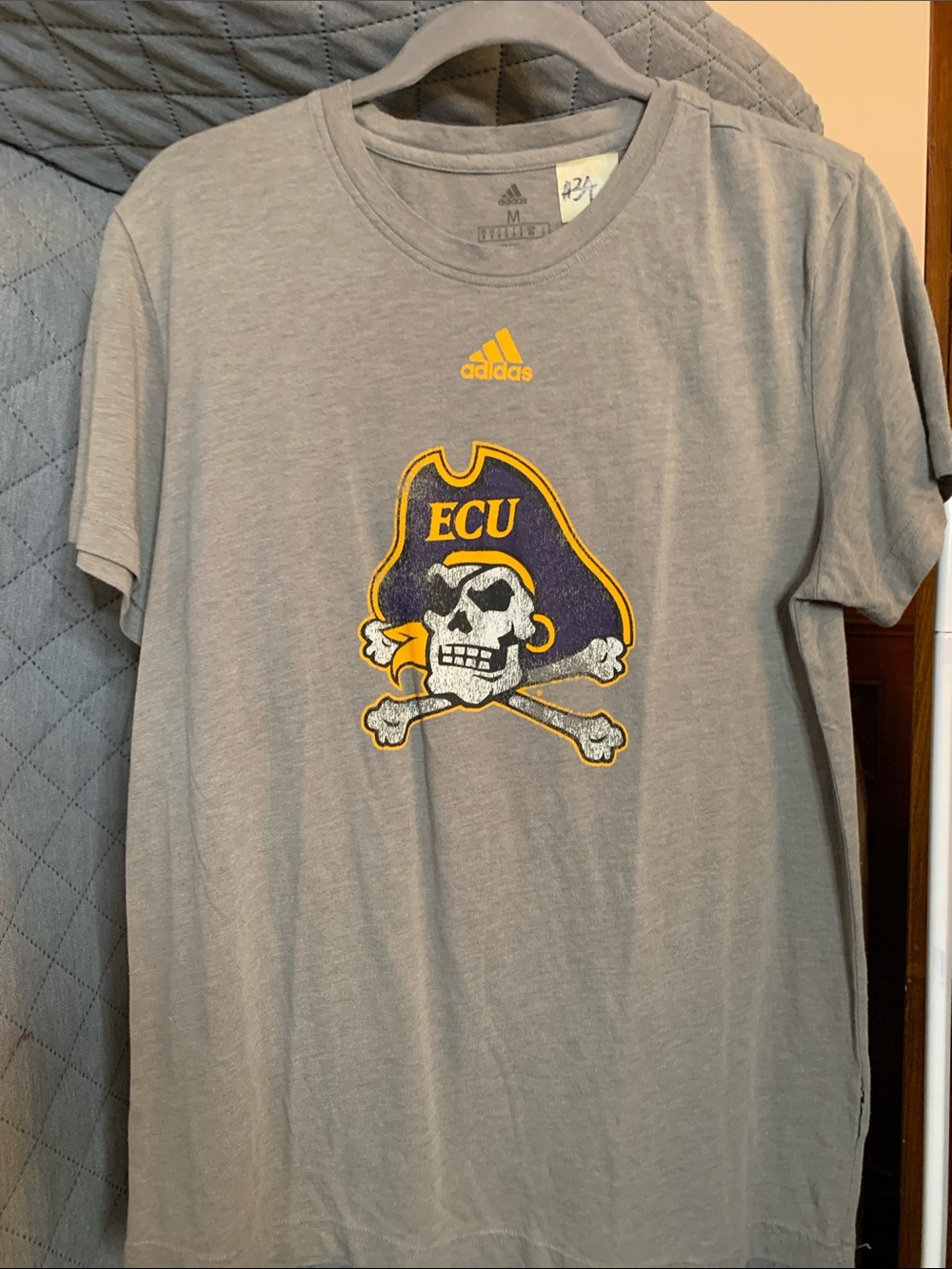 Adidas Gray ECU Pirate Logo Short-Sleeve Tee